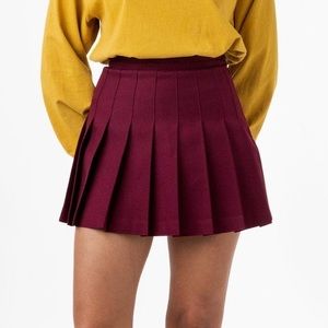 American Apparel Burgundy Pleated Tennis Skirt